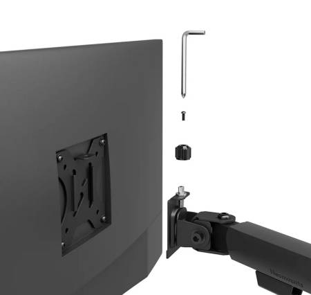 Neomounts Nero Triple Flat Screen Desk Mount (phone holder+Quick-fix clamp/grommet)