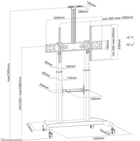 Neomounts Mobile Flat Screen Floor Stand (height: 128-160 cm)