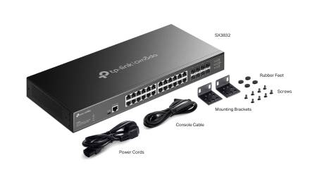 24-портов 10GBASE-T L2+ управляем комутатор с 8 10GE SFP+ слота TP-Link Omada SX3832