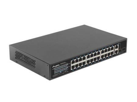 Lanberg switch 24x 100mb poe+/2x combo rack 19" gigabit ethernet 360w v2