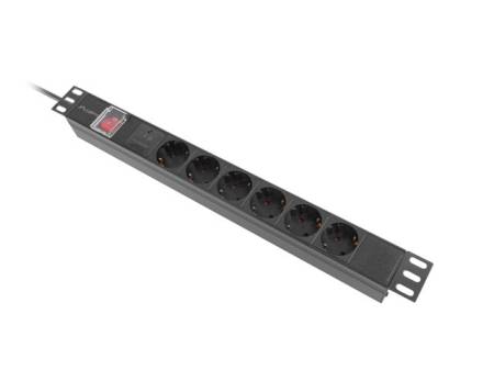 Lanberg power distribution unit (pdu) 19" 1U 16a 2m 6x schuko outlets black