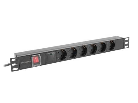 Lanberg power distribution unit (pdu) 19" 1U 16a 2m 6x schuko outlets black