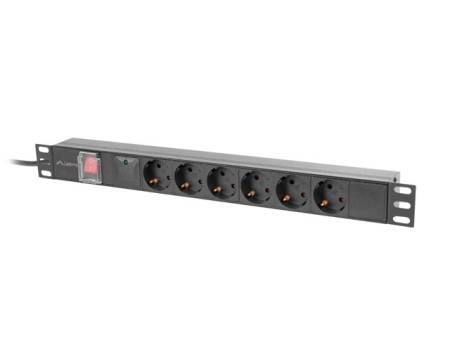 Lanberg power distribution unit (pdu) 19" 1U 16a 2m 6x schuko outlets black