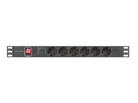 Lanberg power distribution unit (pdu) 19" 1U 16a 2m 6x schuko outlets black