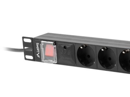 Lanberg power distribution unit (pdu) 19" 1U 16a 2m 8x schuko outlets black
