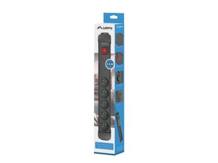 Lanberg surge protector sp1 1.5m 5x french outlets black