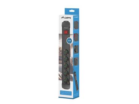 Lanberg surge protector sp1 5m 5x schuko outlets black
