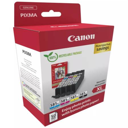 Canon CLI-581 XL C/M/Y/BK PVP + Canon Plus Glossy II PP-201