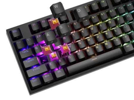 Genesis Mechanical Gaming Keyboard Thor 404 Black RGB Backlight Outemu Peach Silent