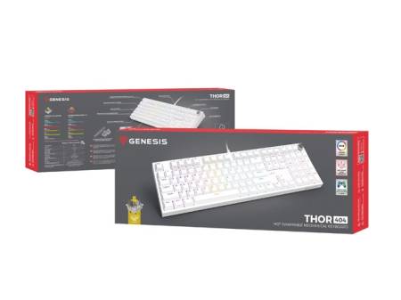 Genesis Mechanical Gaming Keyboard Thor 404 White RGB Backlight Gateron Peach Silent