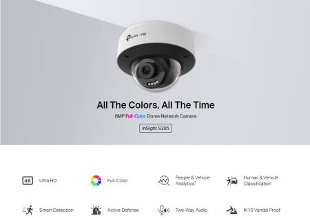 8MP пълноцветна куполна мрежова камера TP-Link VIGI InSight S285(2.8mm)