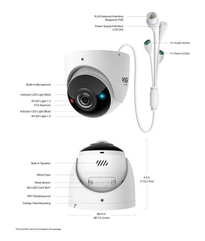 8MP IR панорамна куполна мрежова камера TP-Link VIGI InSight S485PI