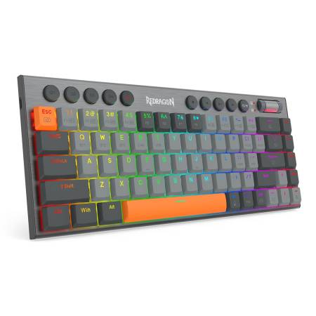 Геймърска жична и безжична Bluetooth механична клавиатура Redragon Horus SE K609GG-RGB-PRO с RGB подсветка - сива