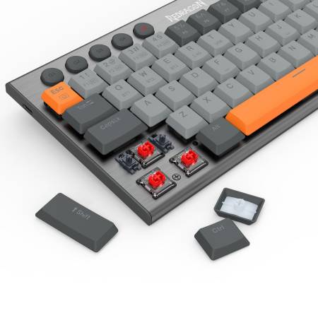 Геймърска жична и безжична Bluetooth механична клавиатура Redragon Horus SE K609GG-RGB-PRO с RGB подсветка - сива