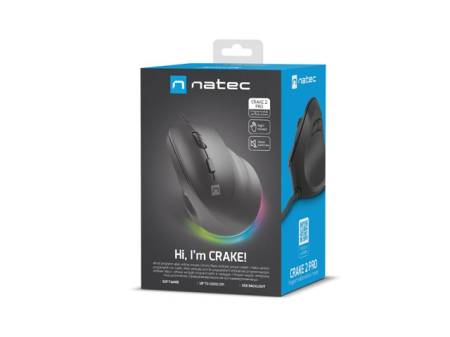 Natec Vertical Mouse Crake 2 Pro 12800DPI Optical Black