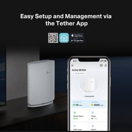 Рутер Wi-Fi 7 TP-Link Archer BE450 BE7200 2-лентов