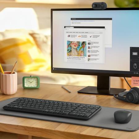 Комплект безжична и Bluetooth клавиатура и мишка Logitech MK250 920-013519 - графит