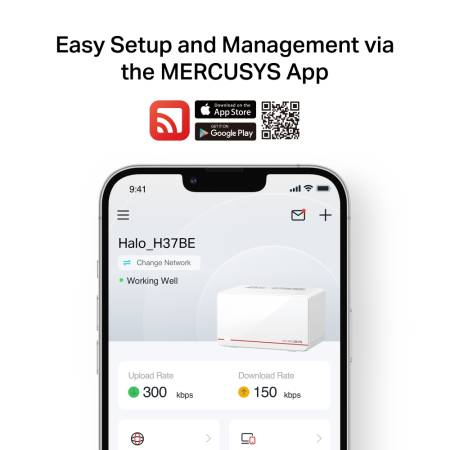 Безжична Wi-fi 7 Mesh система Mercusys Halo H37BE(2-pack) BE6500