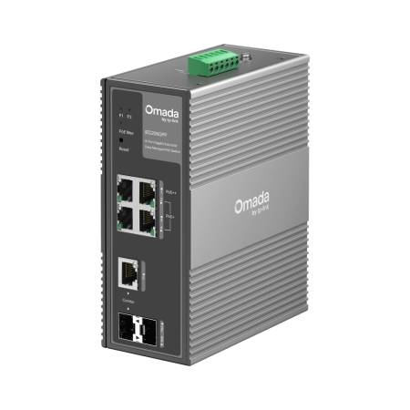 6-портов гигабитов индустриален лесно управляем комутатор TP-Link Omada IES206GPP с 3 PoE+ порта и 1 PoE++ порта