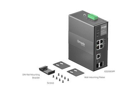 6-портов гигабитов индустриален лесно управляем комутатор TP-Link Omada IES206GPP с 3 PoE+ порта и 1 PoE++ порта