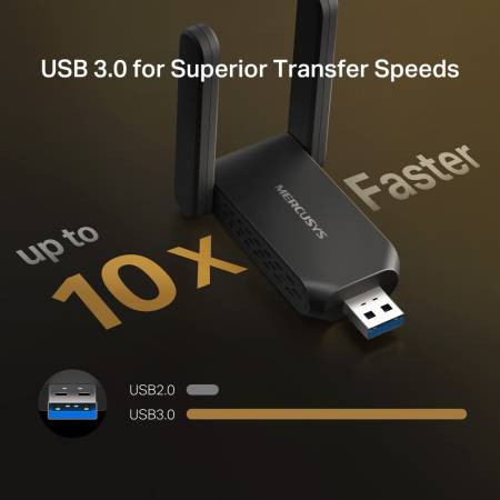 Безжичен 2-лентов USB адаптер с висок коефициент на усилване Mercusys MA72XH AX1800