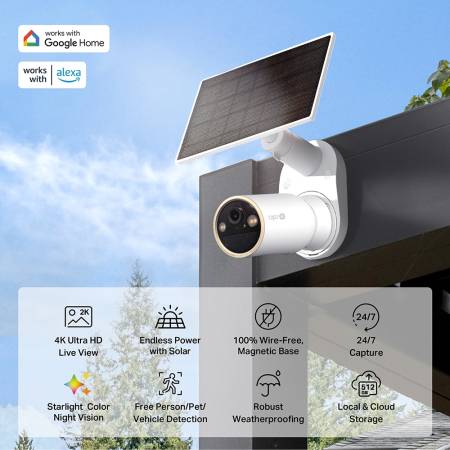 Комплект интелигентна безжична охранителна камера със слънчев панел TP-Link Tapo C460 KIT