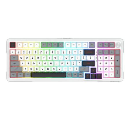 Геймърска Bluetooth безжична и жична механична клавиатура Redragon Bragi Pro K688WGL-RGB-PRO - бяло/сиво