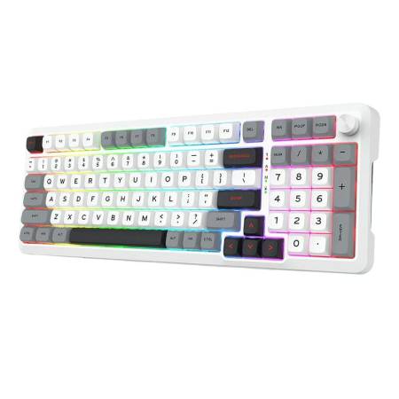 Геймърска Bluetooth безжична и жична механична клавиатура Redragon Bragi Pro K688WGL-RGB-PRO - бяло/сиво