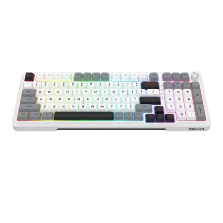 Геймърска Bluetooth безжична и жична механична клавиатура Redragon Bragi Pro K688WGL-RGB-PRO - бяло/сиво