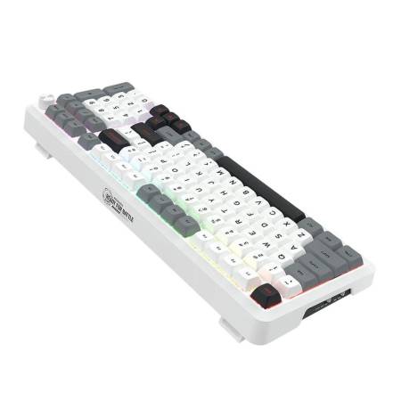 Геймърска Bluetooth безжична и жична механична клавиатура Redragon Bragi Pro K688WGL-RGB-PRO - бяло/сиво