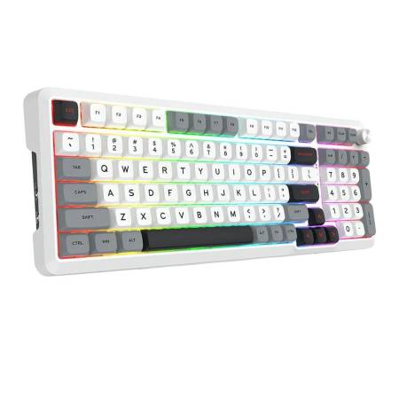Геймърска Bluetooth безжична и жична механична клавиатура Redragon Bragi Pro K688WGL-RGB-PRO - бяло/сиво