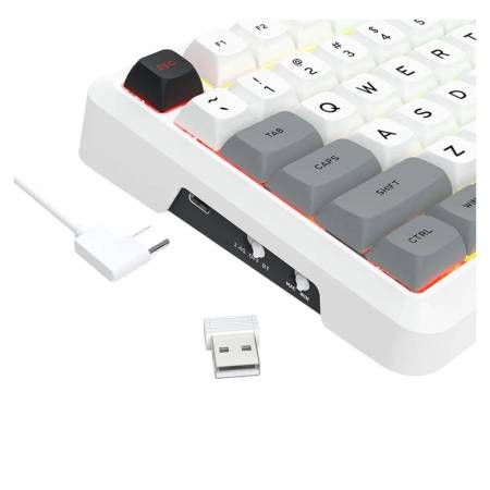 Геймърска Bluetooth безжична и жична механична клавиатура Redragon Bragi Pro K688WGL-RGB-PRO - бяло/сиво