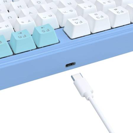 Геймърска механична клавиатура Redragon Star Blade K707WBB-RGB - синьо/бяло
