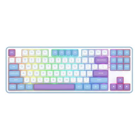 Геймърска Bluetooth и безжична механична клавиатура Redragon Star Blade Pro K707WBP-RGB-PRO - бяло/лилаво