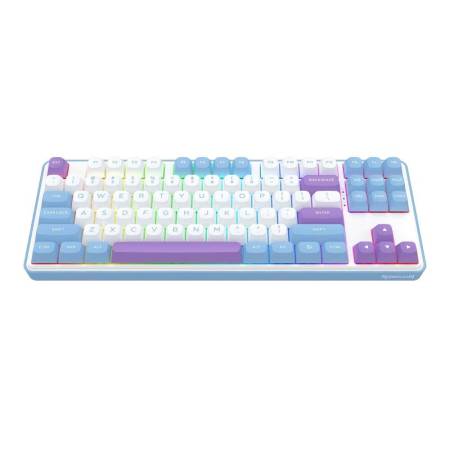 Геймърска Bluetooth и безжична механична клавиатура Redragon Star Blade Pro K707WBP-RGB-PRO - бяло/лилаво