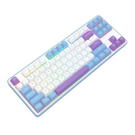 Геймърска Bluetooth и безжична механична клавиатура Redragon Star Blade Pro K707WBP-RGB-PRO - бяло/лилаво