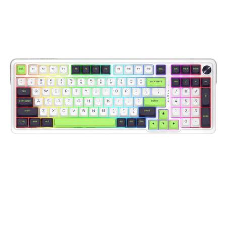 Bluetooth и безжична механична геймърска клавиатура Redragon Eisa Max K686WBG-RGB-MAX RGB осветление - бяло/зелено