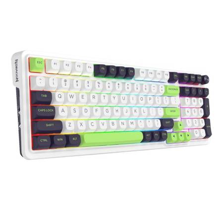 Bluetooth и безжична механична геймърска клавиатура Redragon Eisa Max K686WBG-RGB-MAX RGB осветление - бяло/зелено