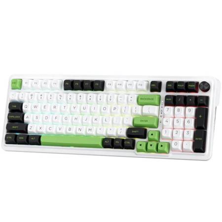 Bluetooth и безжична механична геймърска клавиатура Redragon Eisa Max K686WBG-RGB-MAX RGB осветление - бяло/зелено