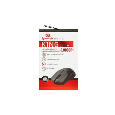 Безжична Bluetooth и кабелна геймърска мишка Redragon K1ng Lite 1K M916-LIT-1K - черна
