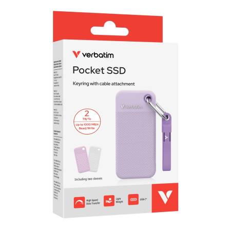Verbatim Pocket SSD USB 3.2 Gen 2 2TB Purple incl. two rubber sleeves