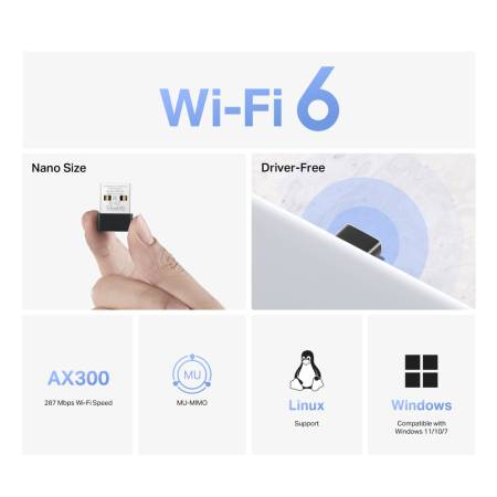 Безжичен Nano USB адаптер Mercusys MA14N AX300
