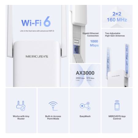 Удължител на обхват Mercusys ME80X AX3000