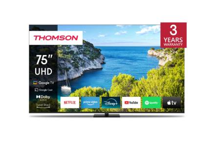 Thomson Smart UHD TV 75"; Google TV; 3840 x 2160 (4K UHD)