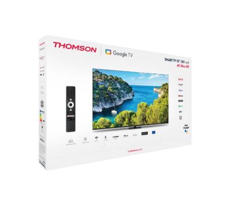 Thomson Smart UHD TV 75"; Google TV; 3840 x 2160 (4K UHD)