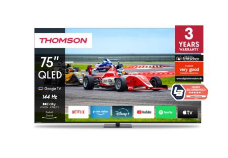 Thomson Smart QLED Pro TV 75"; Google TV; 3840 x 2160 (4K UHD)