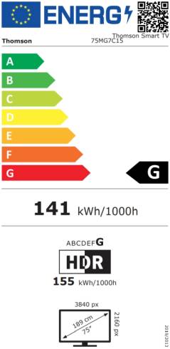 Thomson Smart MiniLED TV 75"; Google TV; 3840 x 2160 (4K UHD)