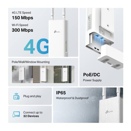 Външен Wi-Fi рутер TP-Link TL-MR100-Outdoor 4G 300 Mbps