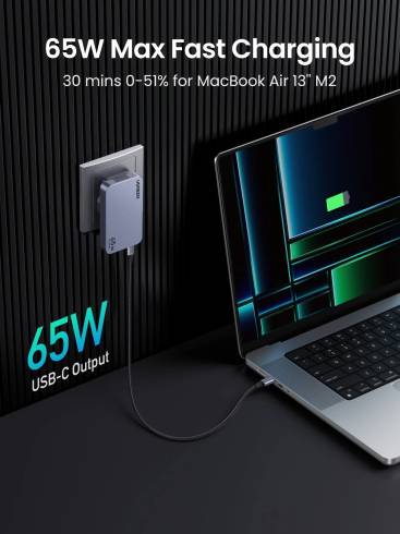 Ултратънко 3-портово бързо зарядно устройство Ugreen Nexode Pro 25356 65W GaN