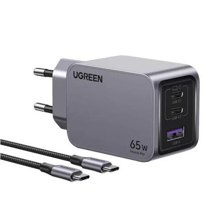 3-портово мини бързо зарядно устройство GaN Ugreen Nexode Pro 25871 220V 2xUSB-C